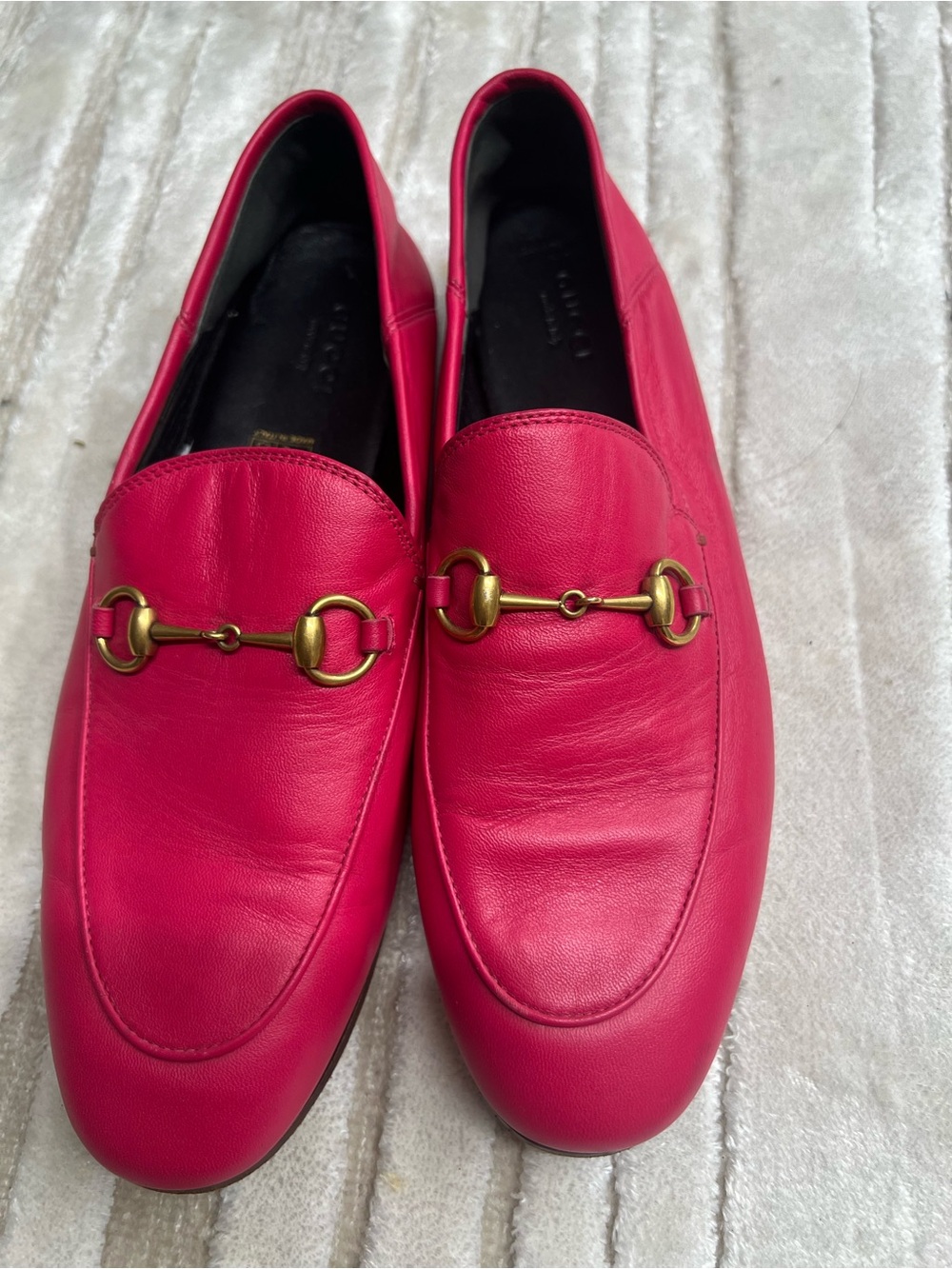 Gucci Bright Pink Leather Horsebit Loafers